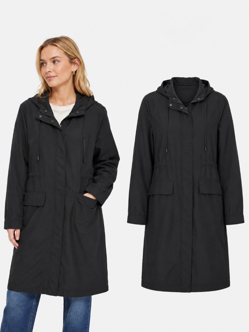 COLDWATER CREEK Black Hooded Anorak Jacket